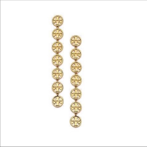 NWT Tory Burch Mini Logo Long Earrings - Picture 2 of 8